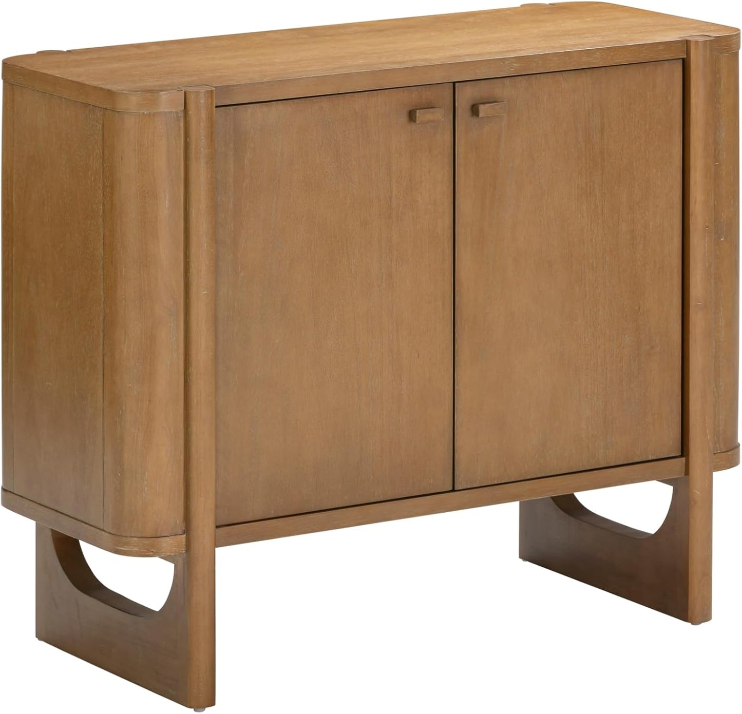 Nathan James Solace Mid Century Modern Cabinet, Storage Cabinet or Accent Cabinet with Doors with Solid Wood Legs and Adjustable Shelf, Light Brown