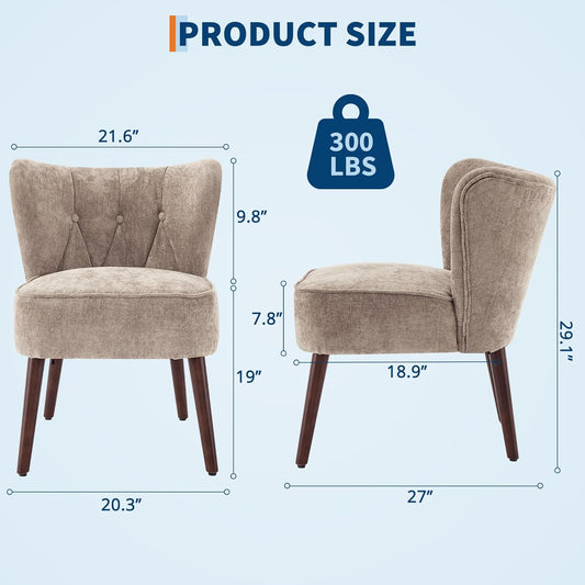 GarveeHome Accent Chairs for Living Room, Mid-Century Wooden Fabric Living Room Chairs, Side Chairs for Living Room, Bedroom, Reading Nook