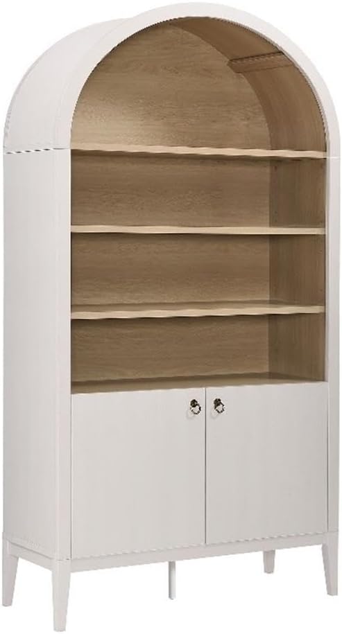 Modway Nolan Tall Arched Storage Display Cabinet in Light Oak - 74 Inch Arch Bookshelf with Open and Closed Shelving - Modern Accent Cabinet for Living Room, Dining Room