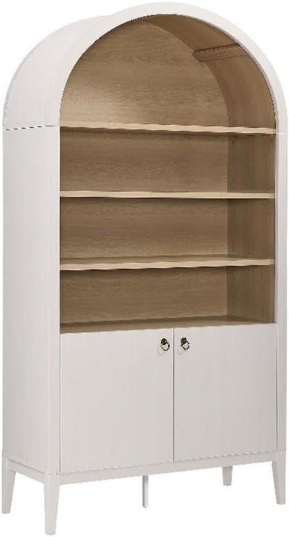 Modway Nolan Tall Arched Storage Display Cabinet in Light Oak - 74 Inch Arch Bookshelf with Open and Closed Shelving - Modern Accent Cabinet for Living Room, Dining Room