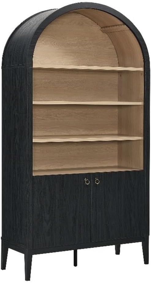 Modway Nolan Tall Arched Storage Display Cabinet in Light Oak - 74 Inch Arch Bookshelf with Open and Closed Shelving - Modern Accent Cabinet for Living Room, Dining Room