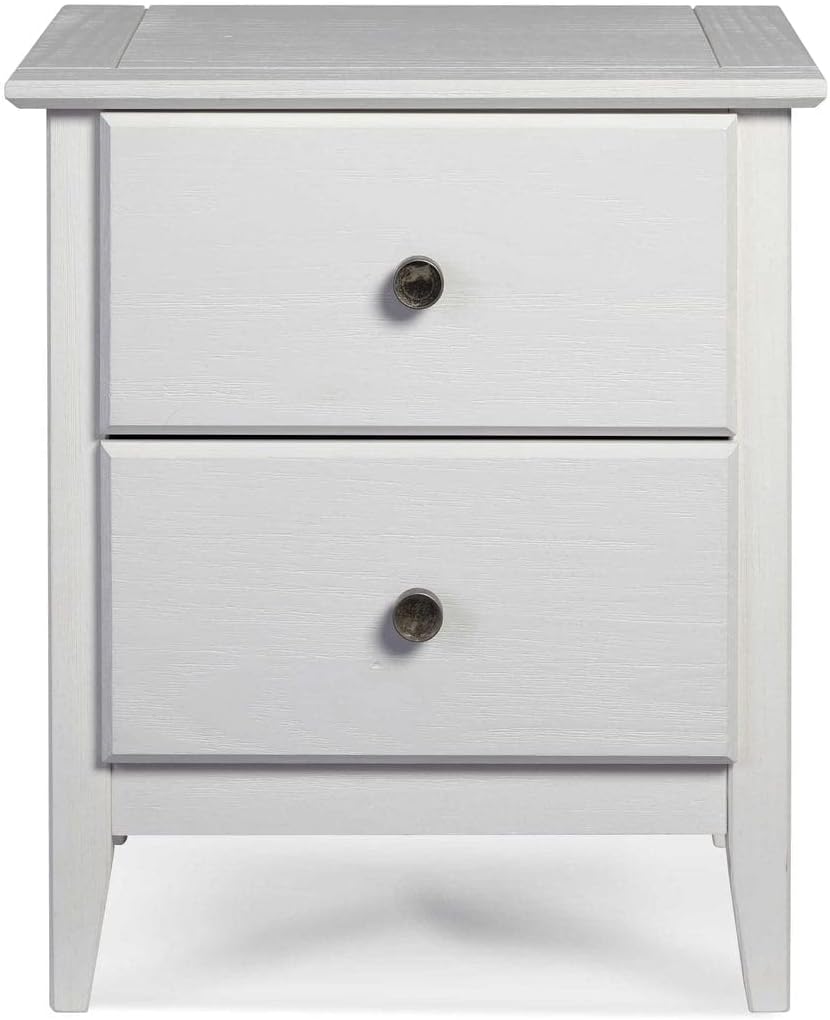 Grain Wood Furniture Greenport 2-Drawer Bedroom Nightstand, Solid Wood with Brushed Walnut Finish