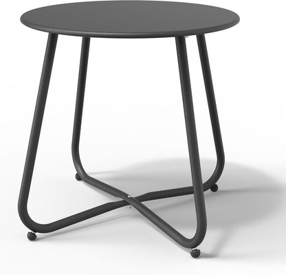 Black Patio Side Table, 18" Weatherproof Steel Outdoor Indoor Side Table for Garden, Balcony, Pool & Tailgate, Rust-Resistant Lightweight Portable Patio End Table