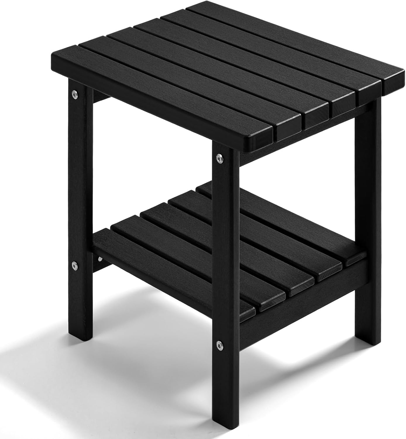 PASAMIC Adirondack Square Side Table, HDPE Outdoor Side Tables, Weather Resistant End Table for Patio, Backyard, Pool, Indoor Companion, Beach, Easy Maintenance (Black)