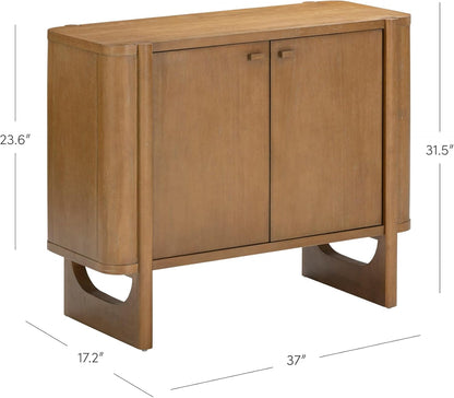 Nathan James Solace Mid Century Modern Cabinet, Storage Cabinet or Accent Cabinet with Doors with Solid Wood Legs and Adjustable Shelf, Light Brown