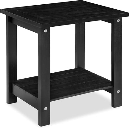 Double Adirondack Side Table, Weather-Resistant Rectangular End Table for Patio, Garden, Lawn, and Living Room. Ideal as a Stylish Indoor and Outdoor Side Table Companion, Natural