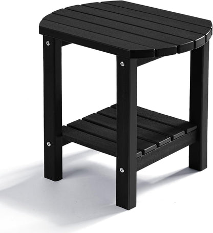 PASAMIC Adirondack Square Side Table, HDPE Outdoor Side Tables, Weather Resistant End Table for Patio, Backyard, Pool, Indoor Companion, Beach, Easy Maintenance (Black)