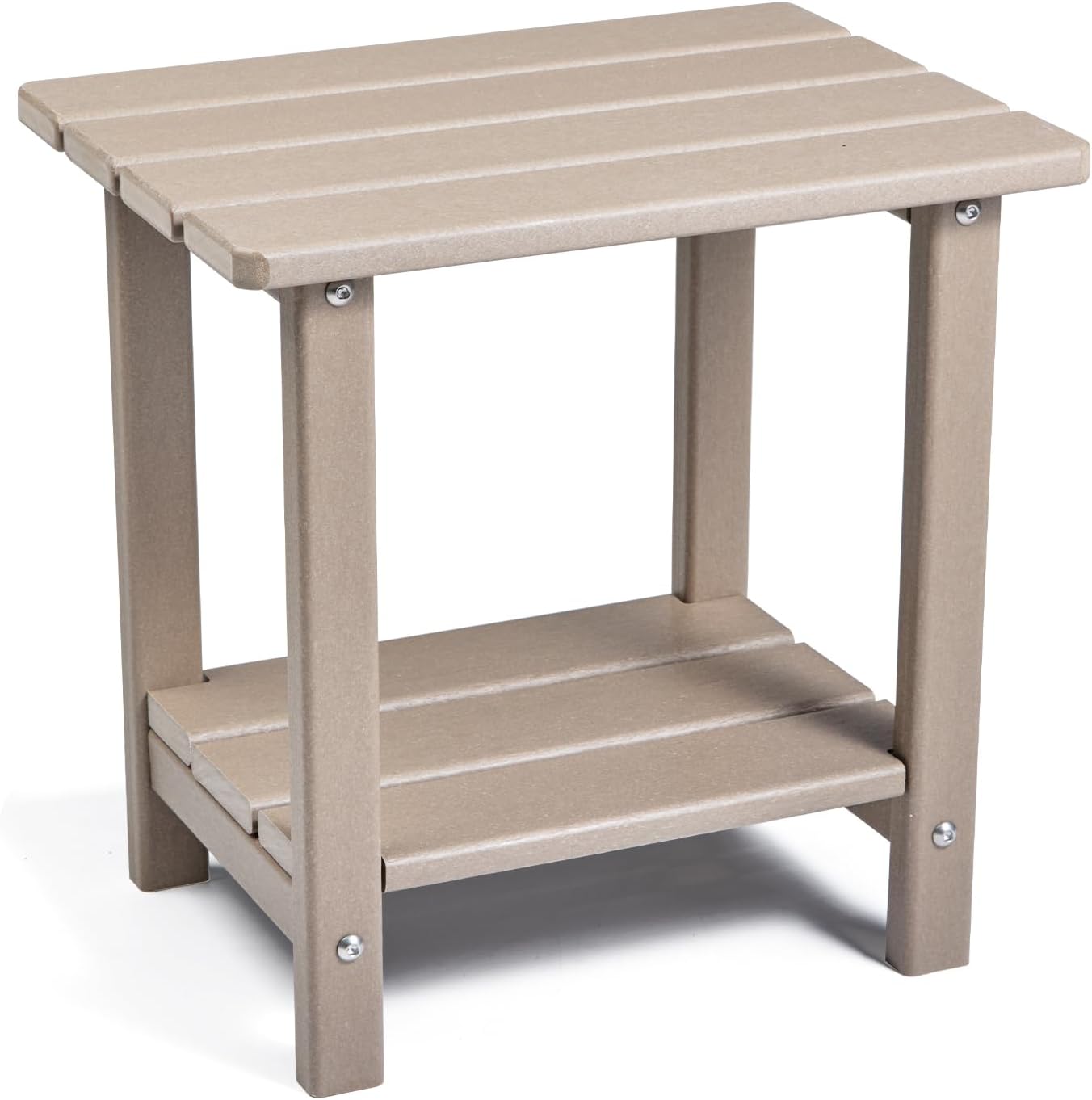 Adirondack Outdoor Side Table, 2-Tier Sturdy Patio End Table Weather Resistant, 16.5" Solid Side Table for Patio, Pool, Porch