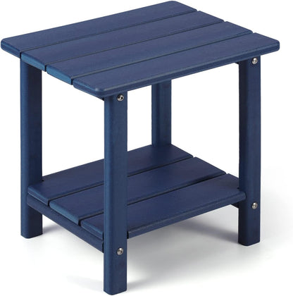 Adirondack Outdoor Side Table, 2-Tier Sturdy Patio End Table Weather Resistant, 16.5" Solid Side Table for Patio, Pool, Porch