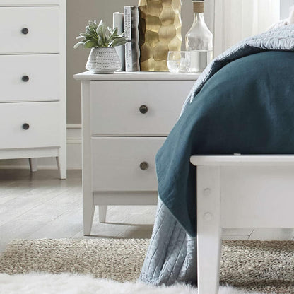 Grain Wood Furniture Greenport 2-Drawer Bedroom Nightstand, Solid Wood with Brushed Walnut Finish