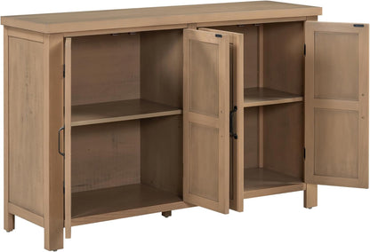 Ball & Cast 51" Farmhouse 4-Doors Storage Sideboard Buffet Cabinet w/Adjustable Shelves & Retro Handle, Wooden Coffee Accent Cabinet Console Table for Entryway Kitchen Dining Living, Natural