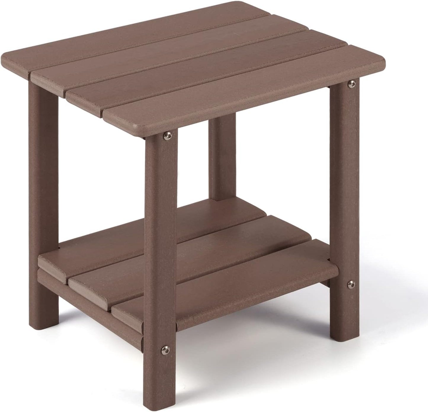 Adirondack Outdoor Side Table, 2-Tier Sturdy Patio End Table Weather Resistant, 16.5" Solid Side Table for Patio, Pool, Porch