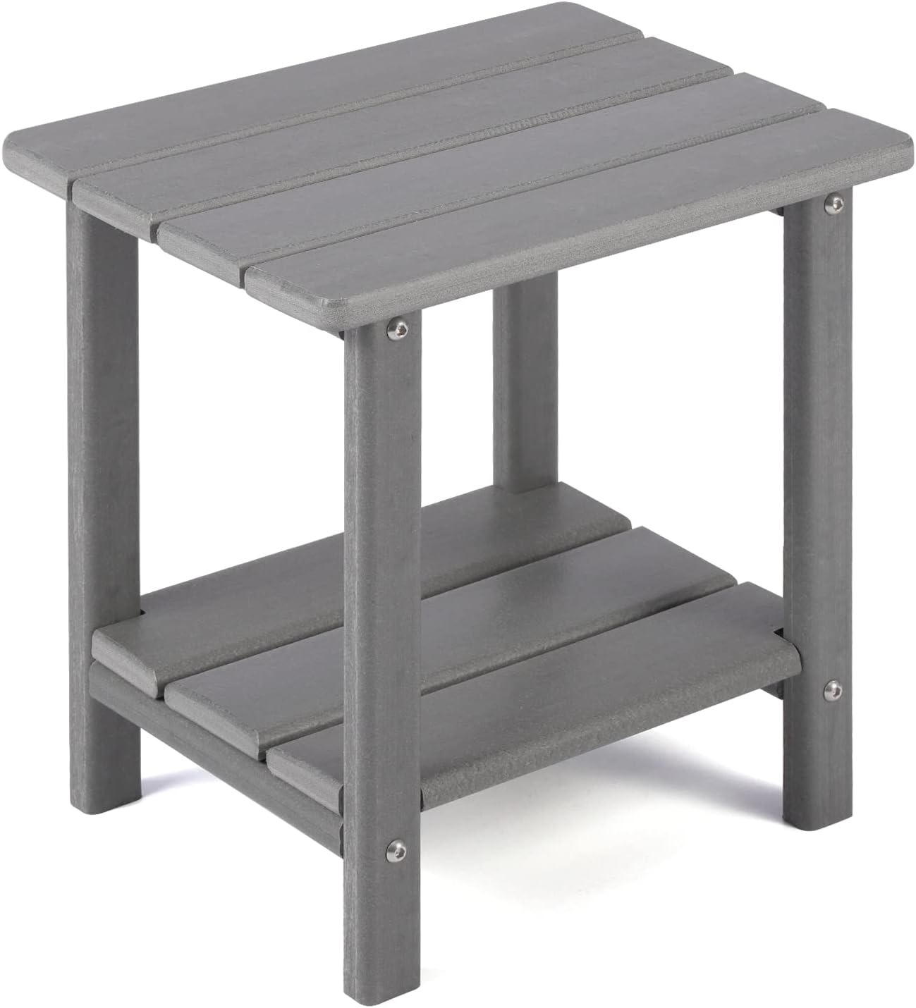 Adirondack Outdoor Side Table, 2-Tier Sturdy Patio End Table Weather Resistant, 16.5" Solid Side Table for Patio, Pool, Porch