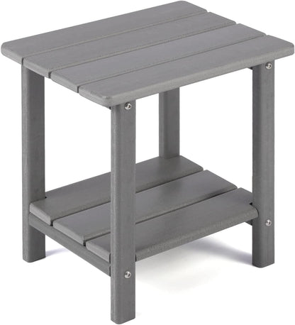 Adirondack Outdoor Side Table, 2-Tier Sturdy Patio End Table Weather Resistant, 16.5" Solid Side Table for Patio, Pool, Porch