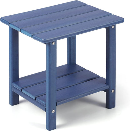 Adirondack Outdoor Side Table, 2-Tier Sturdy Patio End Table Weather Resistant, 16.5" Solid Side Table for Patio, Pool, Porch