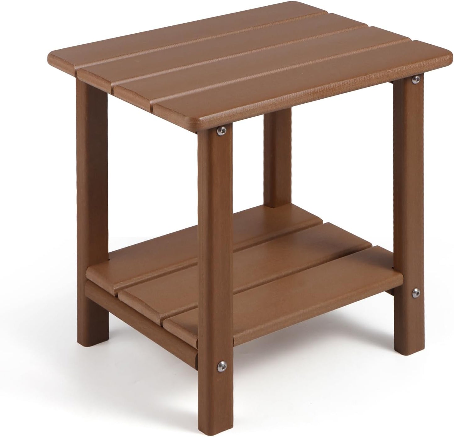 Adirondack Outdoor Side Table, 2-Tier Sturdy Patio End Table Weather Resistant, 16.5" Solid Side Table for Patio, Pool, Porch