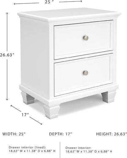 Signature Design by Ashley Fortman Traditional 2 Drawer Night Stand, White