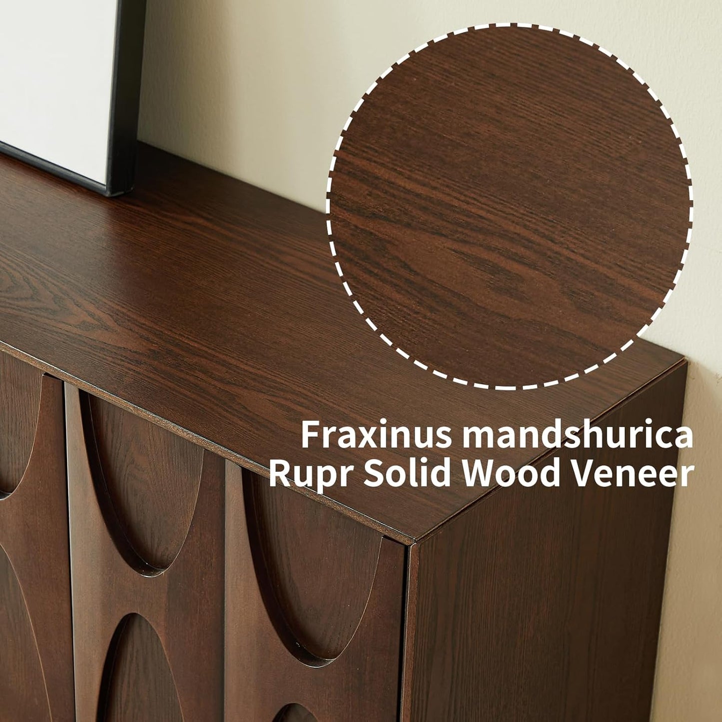 63" Sideboard Buffet Cabinet, Retro Accent Storage Cabinet with Push Latch Door Adjustable Shelf Modern Buffet Sideboard for Living Room, Kitchen, Entry (Walnut)