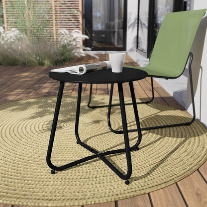 Black Patio Side Table, 18" Weatherproof Steel Outdoor Indoor Side Table for Garden, Balcony, Pool & Tailgate, Rust-Resistant Lightweight Portable Patio End Table