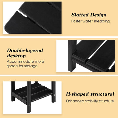 Adirondack Outdoor Side Table, 2-Tier Sturdy Patio End Table Weather Resistant, 16.5" Solid Side Table for Patio, Pool, Porch