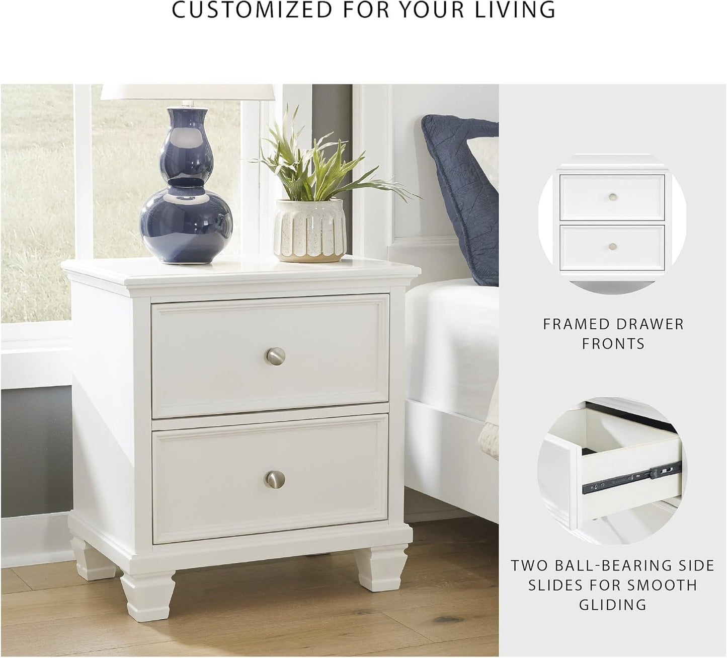 Signature Design by Ashley Fortman Traditional 2 Drawer Night Stand, White