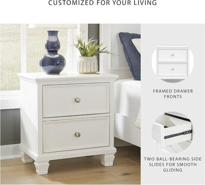 Signature Design by Ashley Fortman Traditional 2 Drawer Night Stand, White