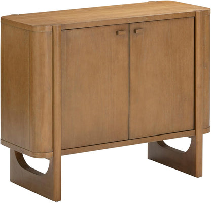 Nathan James Solace Mid Century Modern Cabinet, Storage Cabinet or Accent Cabinet with Doors with Solid Wood Legs and Adjustable Shelf, Light Brown