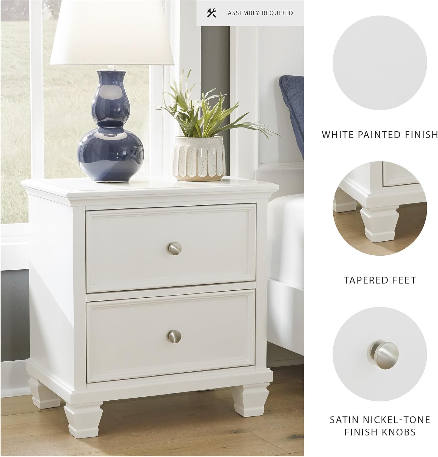 Signature Design by Ashley Fortman Traditional 2 Drawer Night Stand, White
