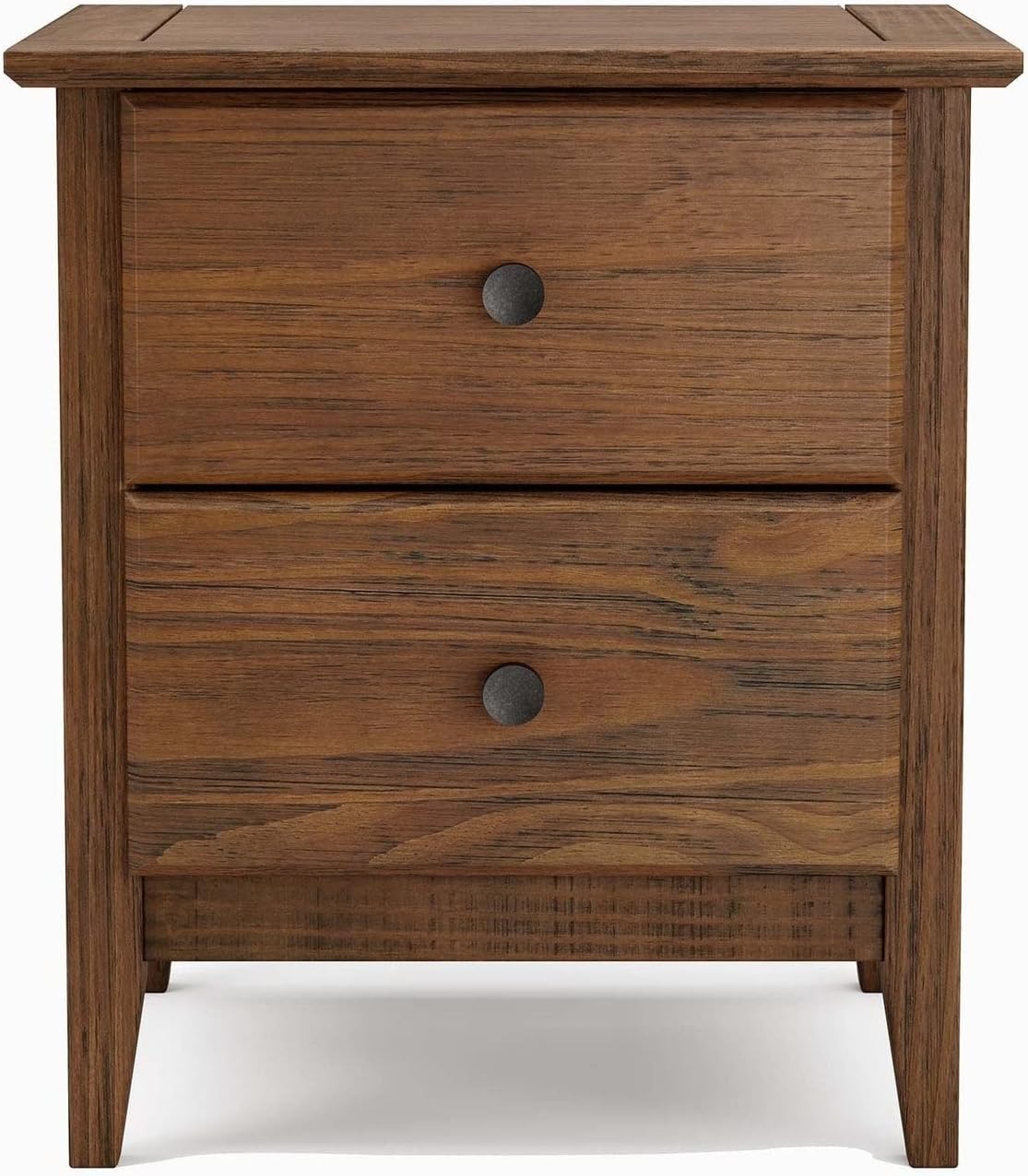 Grain Wood Furniture Greenport 2-Drawer Bedroom Nightstand, Solid Wood with Brushed Walnut Finish