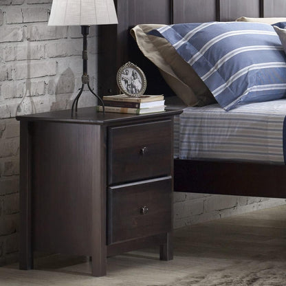 Grain Wood Furniture Shaker 2-Drawer Bedside Nightstand, Solid Wood with Walnut Finish