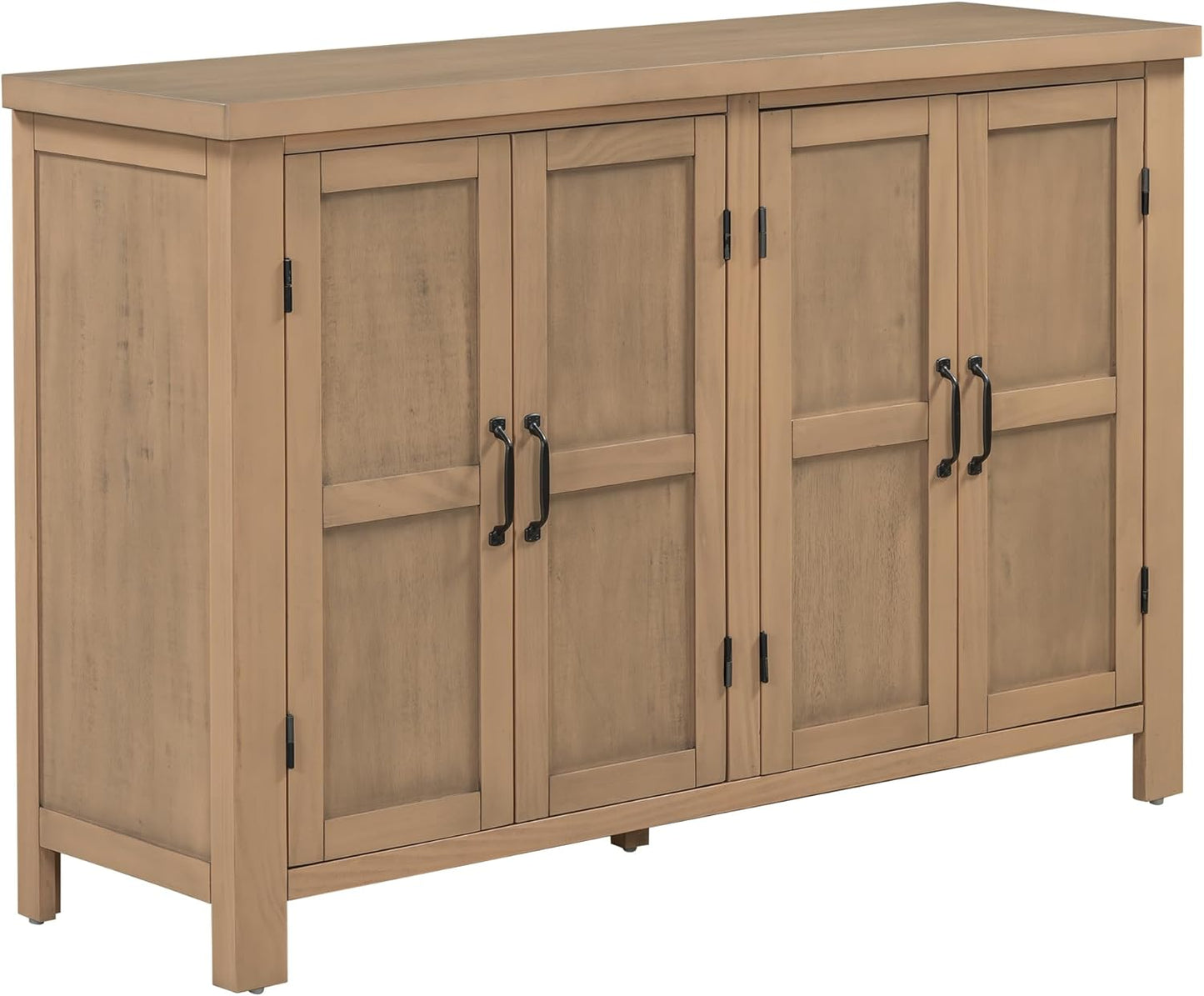 Ball & Cast 51" Farmhouse 4-Doors Storage Sideboard Buffet Cabinet w/Adjustable Shelves & Retro Handle, Wooden Coffee Accent Cabinet Console Table for Entryway Kitchen Dining Living, Natural