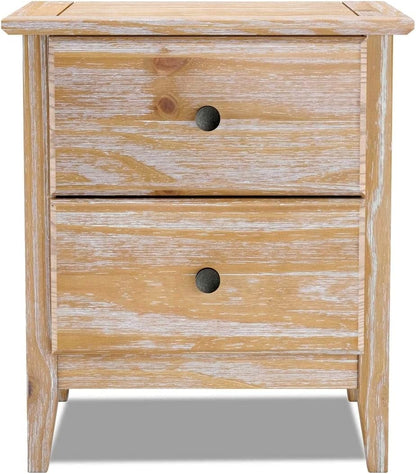 Grain Wood Furniture Greenport 2-Drawer Bedroom Nightstand, Solid Wood with Brushed Walnut Finish
