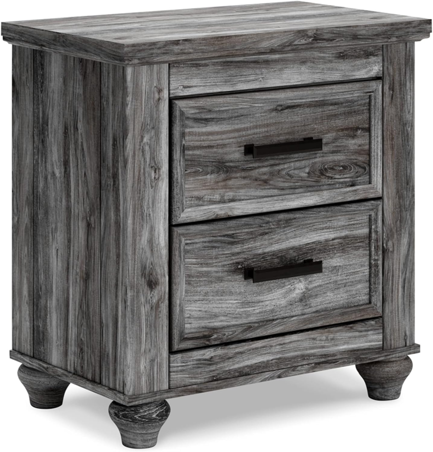 Signature Design by Ashley Drystan Rustic Industrial 2 Drawer Nightstand with 2 Slim-Profile USB Charging Stations, 24.37" Tall, Weatherworn Brown