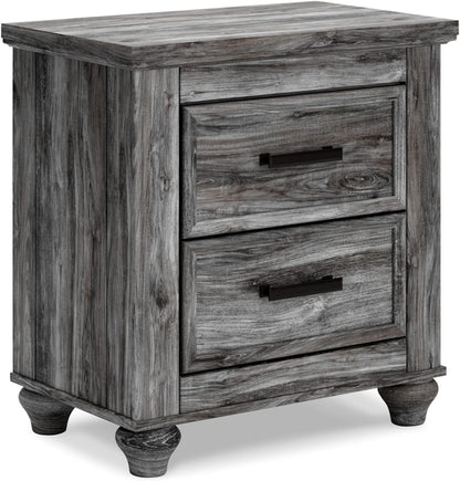 Signature Design by Ashley Drystan Rustic Industrial 2 Drawer Nightstand with 2 Slim-Profile USB Charging Stations, 24.37" Tall, Weatherworn Brown