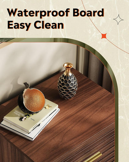 WLIVE Wood Night Stand Set of 2 with 2 Drawers, Mid Century Modern Nightstand Sets, Fluted Bed Side Tables for Bedroom, Dorm, Living Room End Table