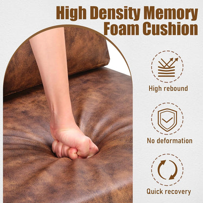 PrimeZone Mid-Century Modern Accent Chair Set of 2 - Comfy Faux Leather Living Room Chair, Lounge Armchair with Extra Soft Padded & Cushion, Ergonomic Accent Chair for Bedroom, Office, Brown