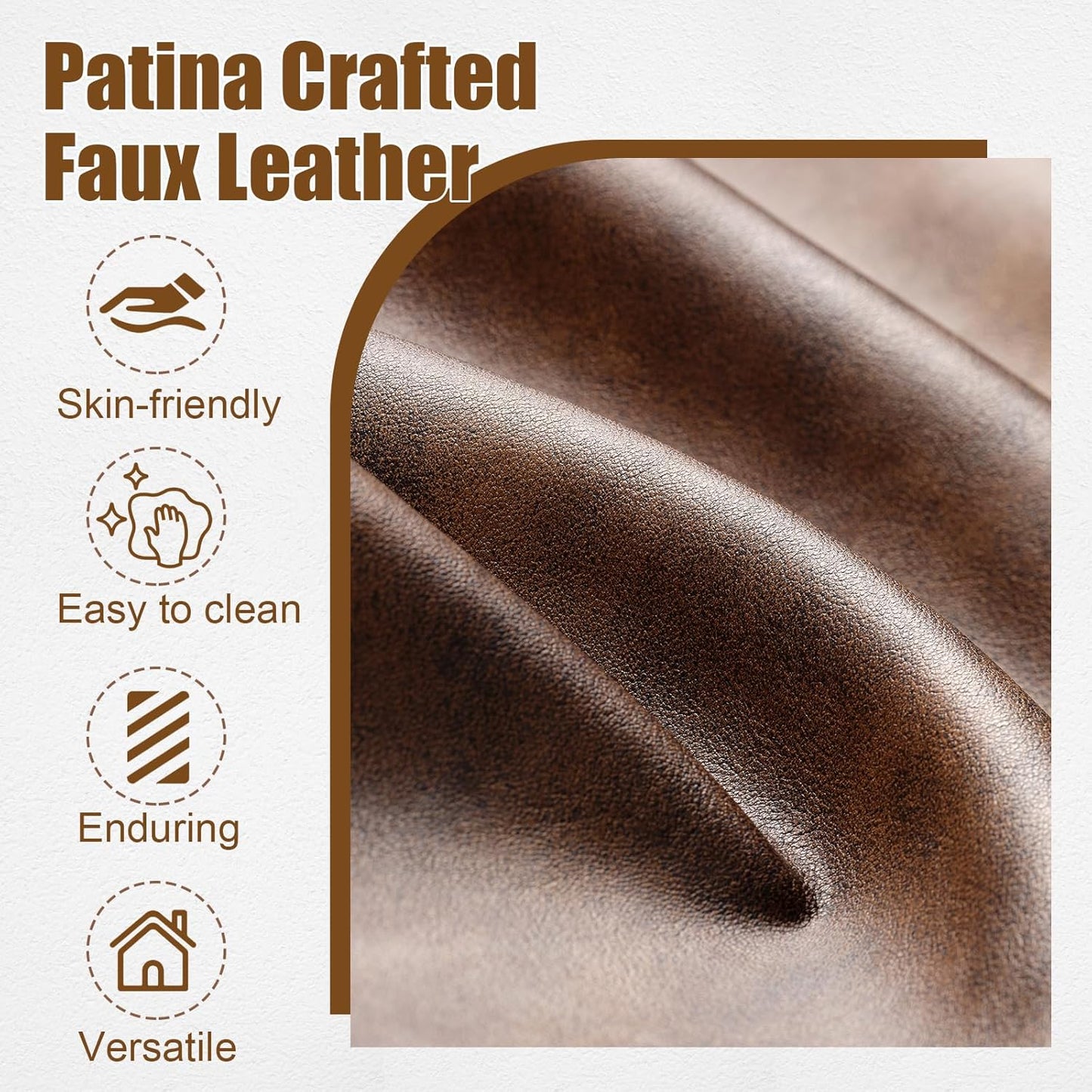 PrimeZone Mid-Century Modern Accent Chair Set of 2 - Comfy Faux Leather Living Room Chair, Lounge Armchair with Extra Soft Padded & Cushion, Ergonomic Accent Chair for Bedroom, Office, Brown